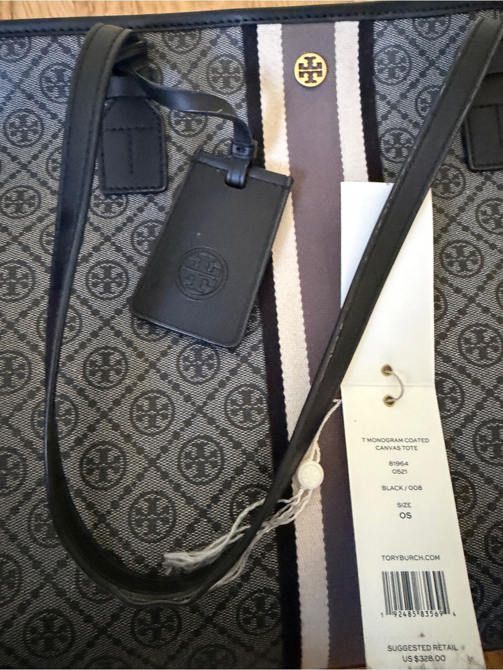 Tory Burch Gray T monogram zipper canvas tote - Picture 9 of 11